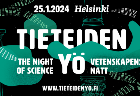 Tieteiden yön logo ja teksti: 25.1.2024 Helsinki, www.tieteidenyo.fi.