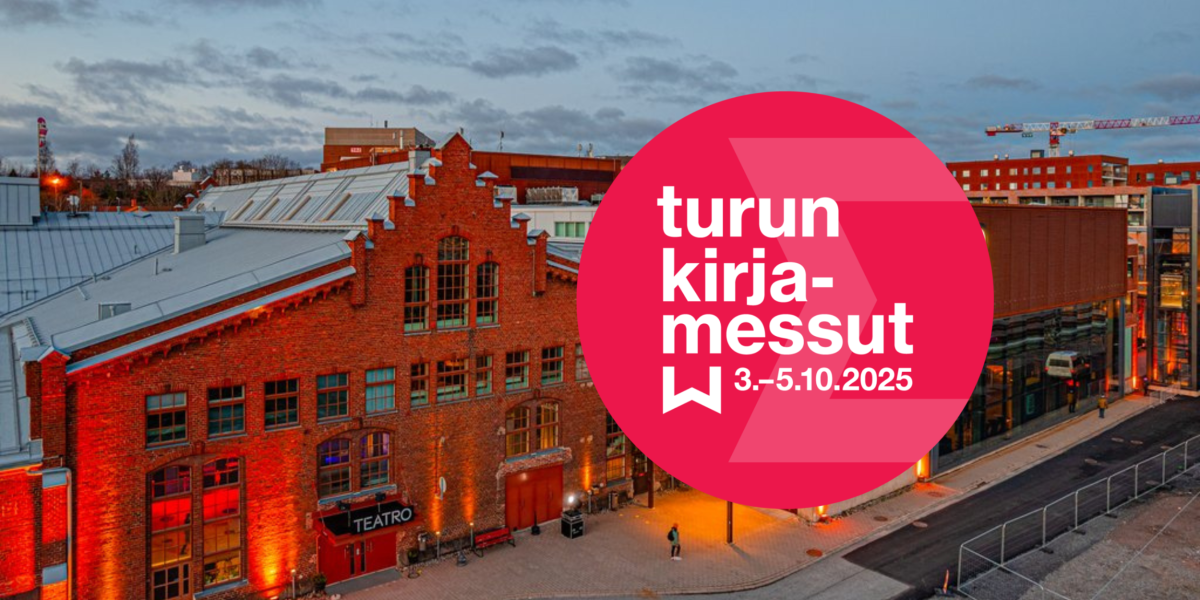 Kuvituksessa Turun kirjamessujen tapahtumapaikka Logomo.
