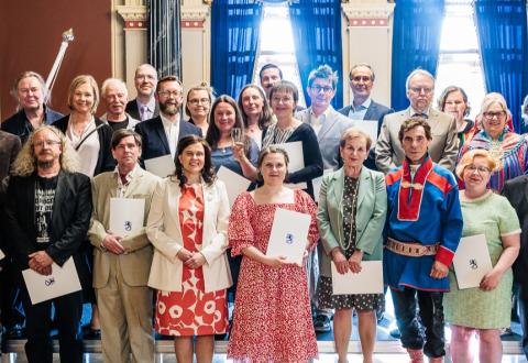 Recipients of the State Award for 2026 with Minister of Science and Culture Mari-Leena Talvitie.